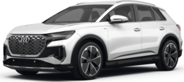 2025 Audi Q4 e-tron front-facing, side angle cropped car colored image