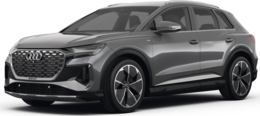 2025 Audi Q4 e-tron front-facing, side angle cropped car colored image
