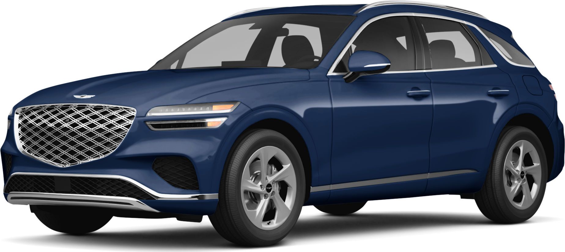 2026 Genesis GV70 front-facing, side angle cropped car colored image