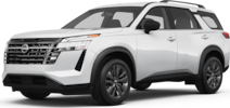 2026 Nissan Pathfinder front-facing, side angle cropped car colored image